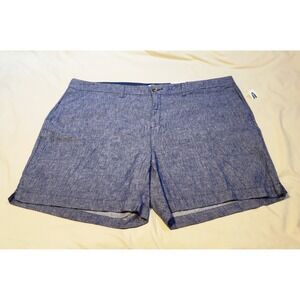 Old Navy Womens Blue Linen Blend‎ Everyday Shorts Plus Size 24W Summer Casual